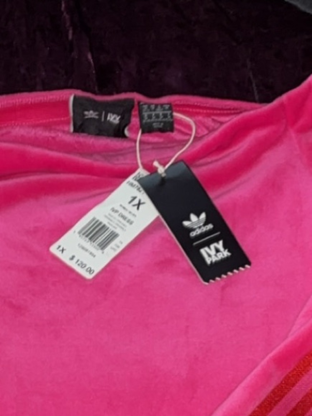 adidas Originals Hot Pink Velour Dress with Red Stripes